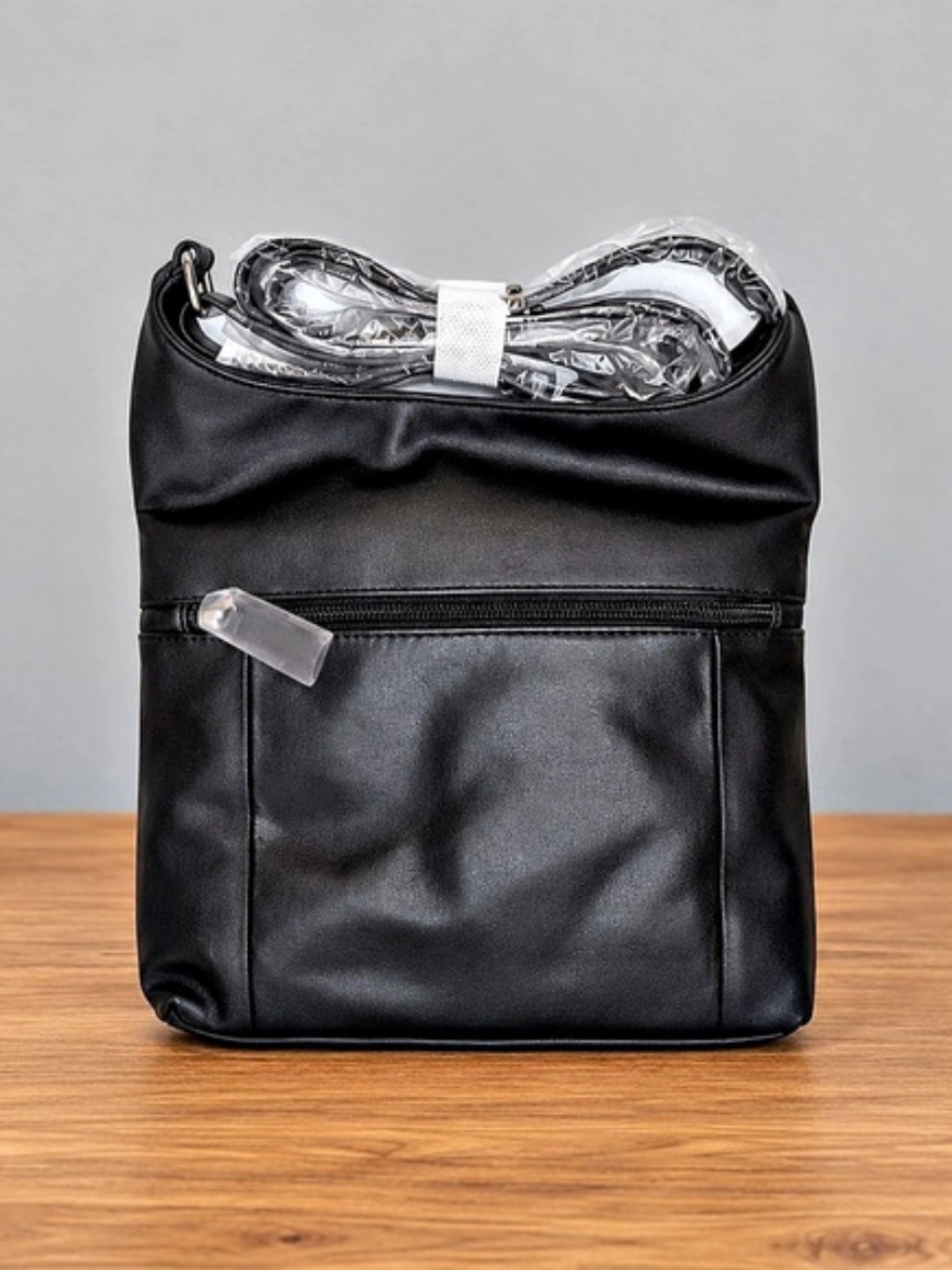 Giant Bernini Black Leather Crossbody Bag